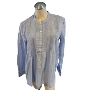 Gap Pintuck Shirt Size L Blue Cotton Lightweight